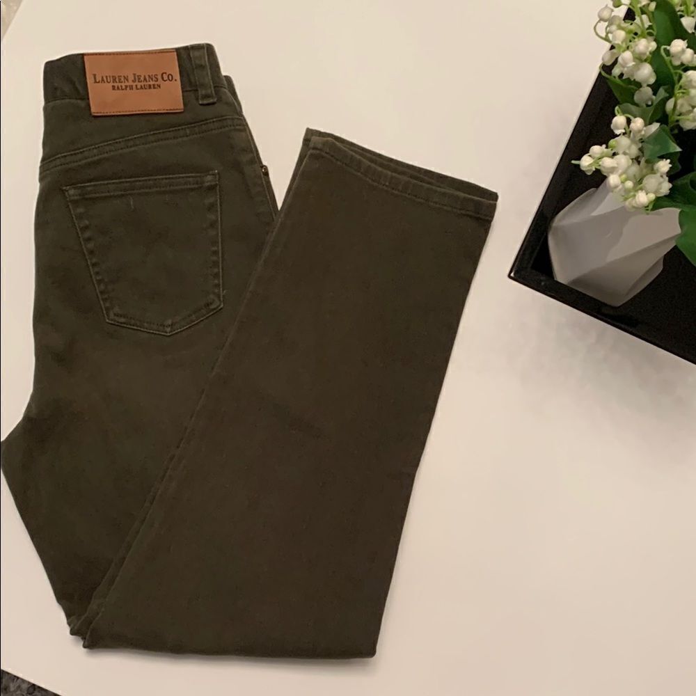 VTG Ralph Lauren Women’s Olive High Rise Straight Leg Stretch Jeans Size 6P